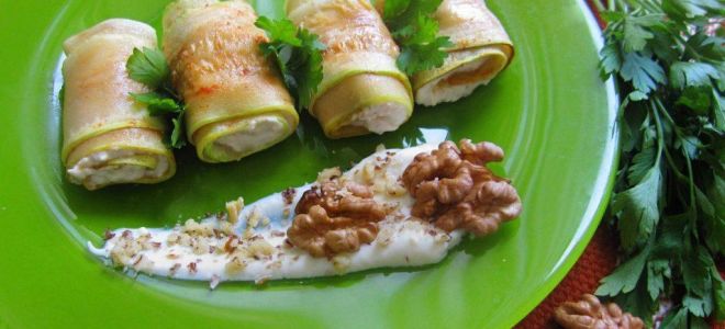 Кабачковые рулетики с начинкой